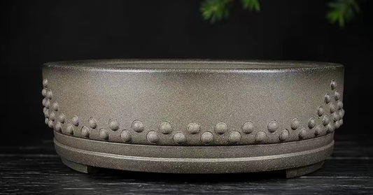 Quality round drum bonsai pot - 25cm